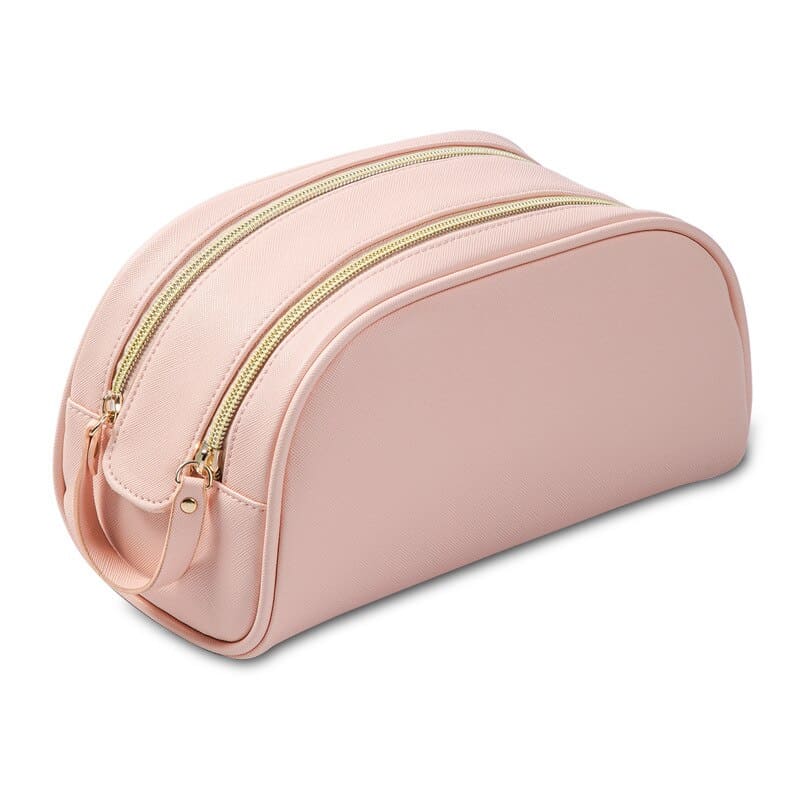 trousse-de-toilette-double-zip-rose-a-vos-trousses Trousse de toilette double zip rose - À vos trousses